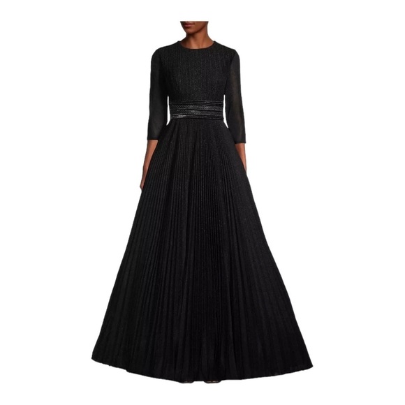 Mac Duggal Shimmering Pleated A-Line Gown in Black NWT - Picture 9 of 11